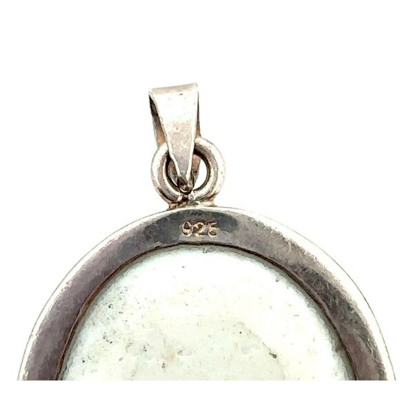 Estate Sterling Silver & Carved Stone Asian Oval Shaped Pendant! 57 - Picture 5 of 8